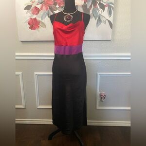 Express Red, Purple, and Black Midi Dress